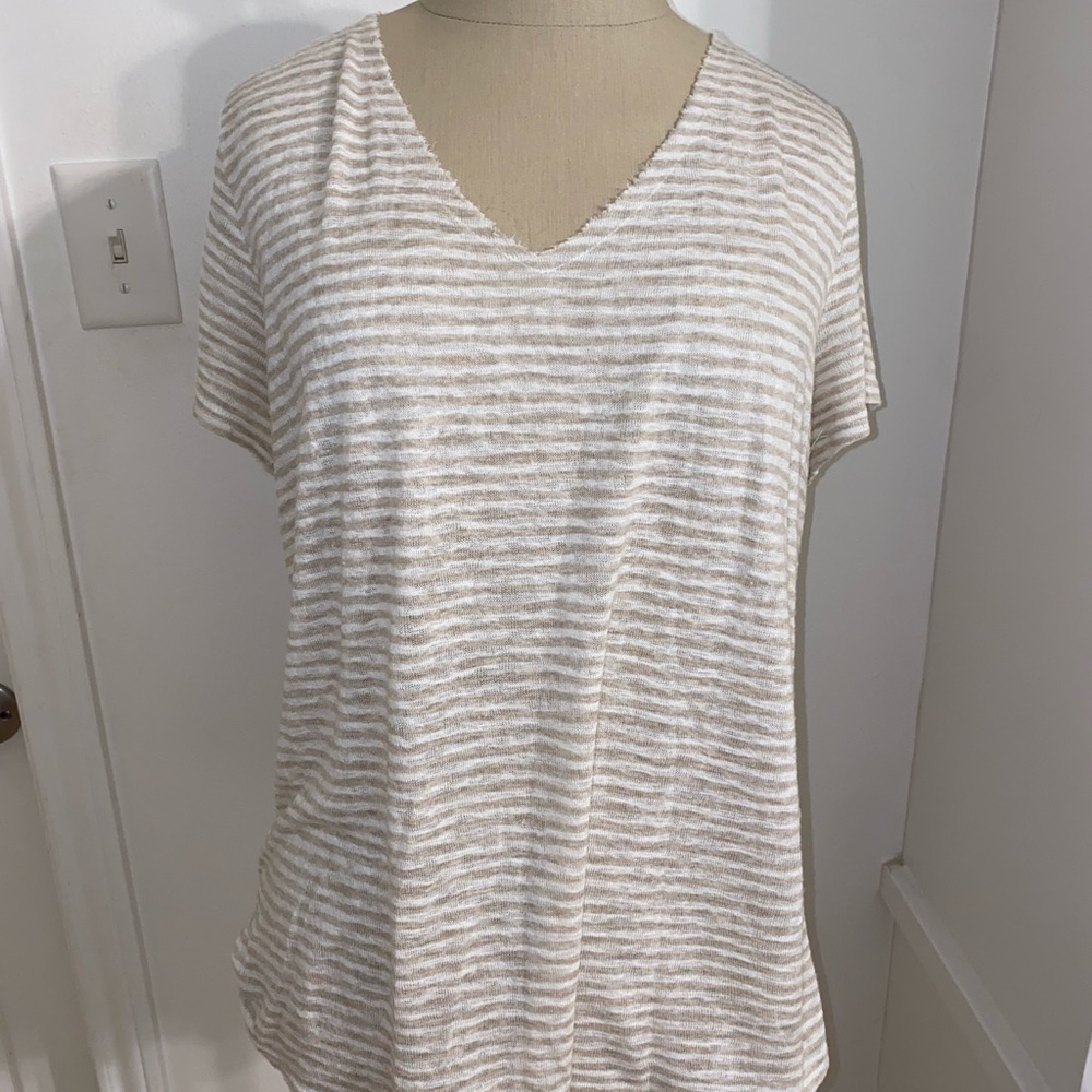 Wasabi + Mint cotton blend striped tee